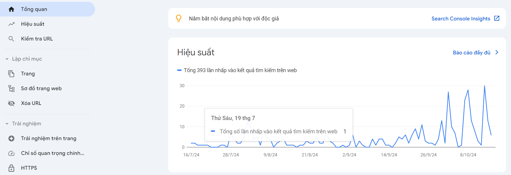 Sử dụng Google search console để theo dõi thứ hạng tự nhiên trên web